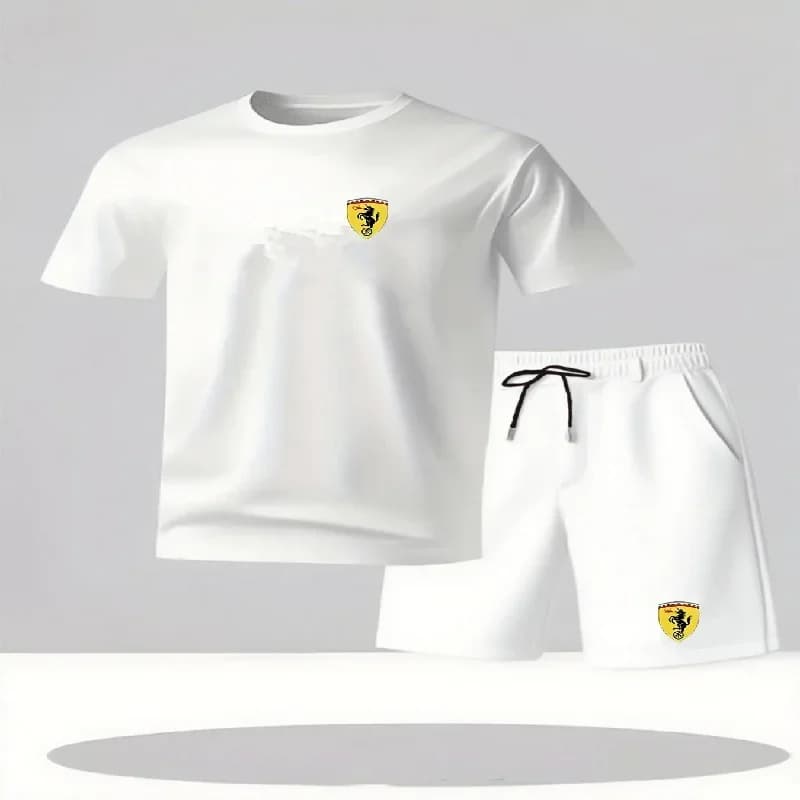 Summer Men's Short Sleeved Shorts Comfortable Sports Suit Men's Casual Round Neck T-shirt and Shorts Two-piece Set