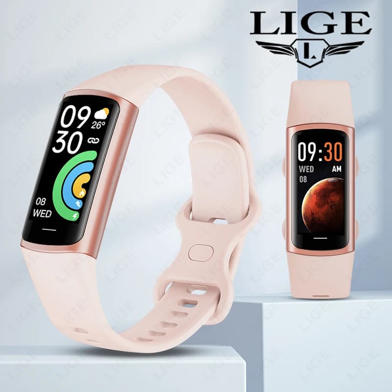 Smartwatch LIGE con monitoraggio della frequenza cardiaca, contapassi, braccialetto smart sportivo per uomo e donna, monitoraggio della salute, impermeabile, orologi sportivi smart da uomo.