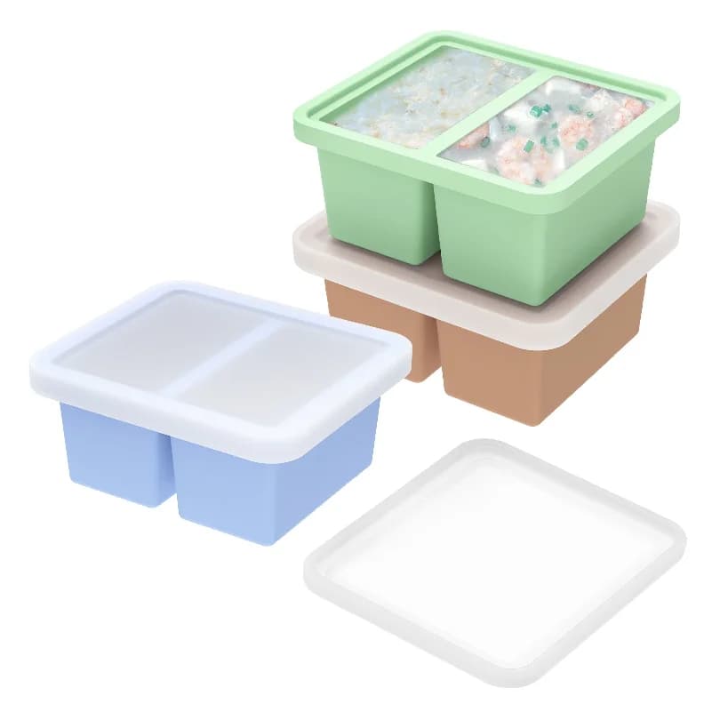 3Pcs Food Preservation Box Silicone Freezer Tray with Lid High Temperature Resistance Snack Container for Refrigerator Microwave