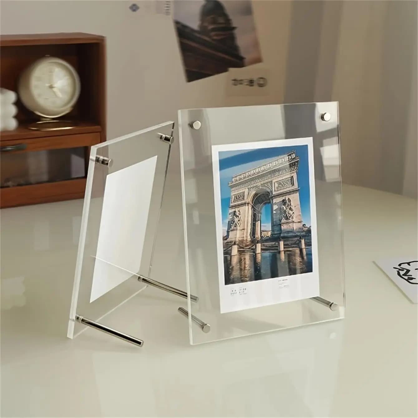 Transparent Picture Frame 6-Inch Wall-Mounted Ins Postcard Photo Frame Poster Display Stand 7-inch Acrylic Photo Frame Table