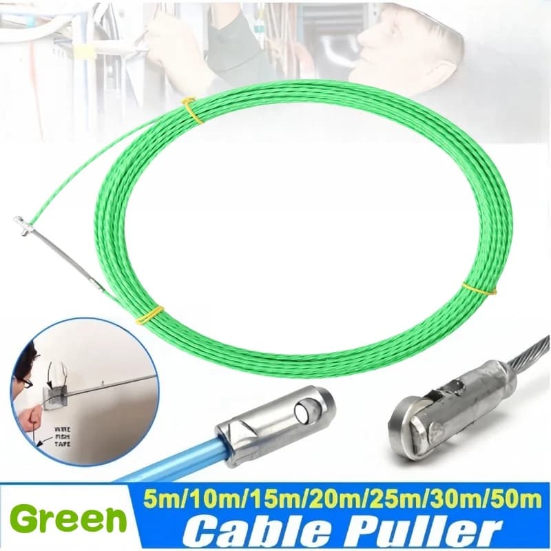 Universal cable threading device 5-30 M spring rope pulling device with pulley strip for fish belt cables through wall cable thread