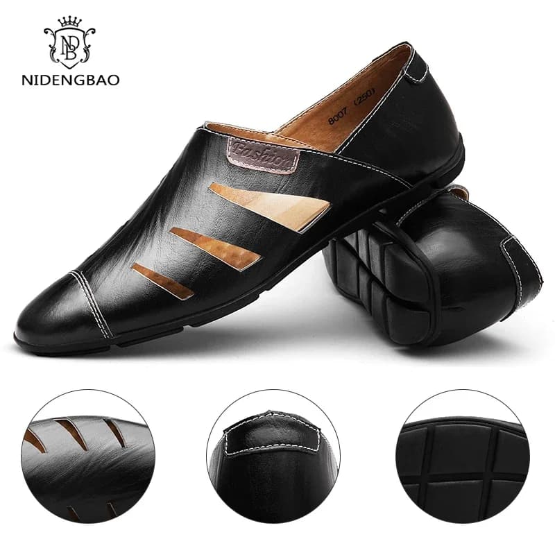 Scarpe estive da uomo in pelle mocassini calzature da uomo traspiranti slip on scarpe eleganti da uomo scavate mocassini da guida Zapatos Hombre