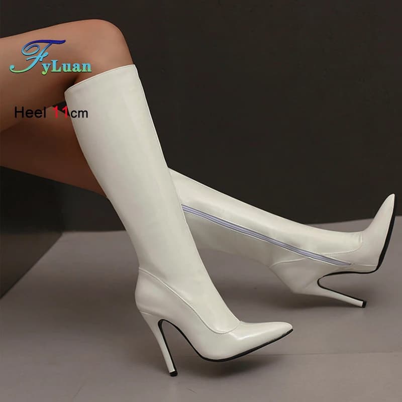 Solid Color Long Spiral Boots Autumn Winter Women's Shoes Side Hinge Point Boots Women's Knee Boots Pole Dance Boots