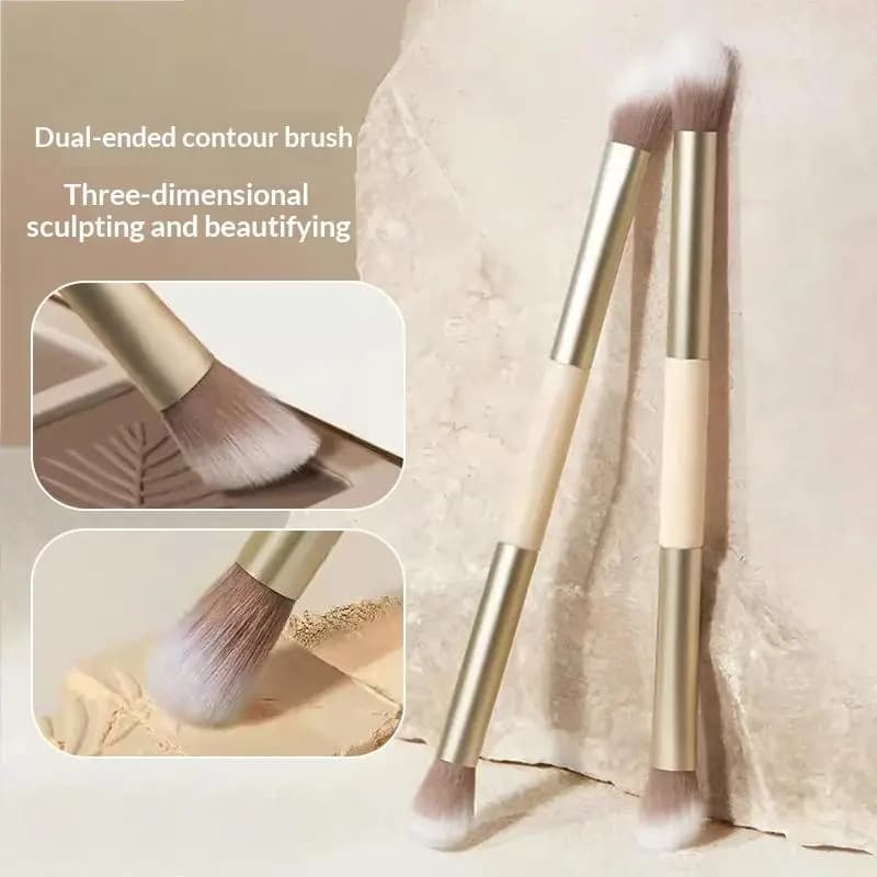 Dual-ended Contour Makeup Brush Ultra Soft Bristles for Eyeshadow Nose Shaping Blush Home Travel Use