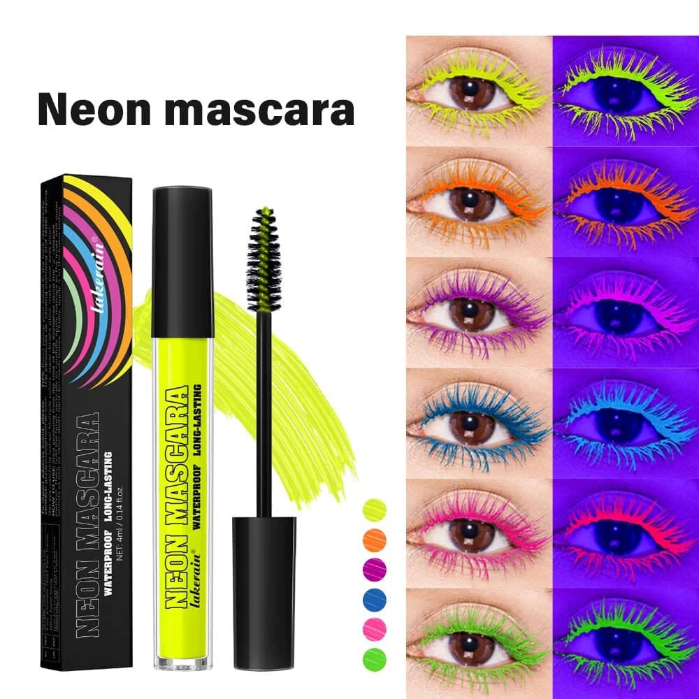 6 Color Neon Eye Mascara Bright Colors Fluorescent Mascara 24 Hours Long-Term Waterproof Waisting For Cammale Party Make-up