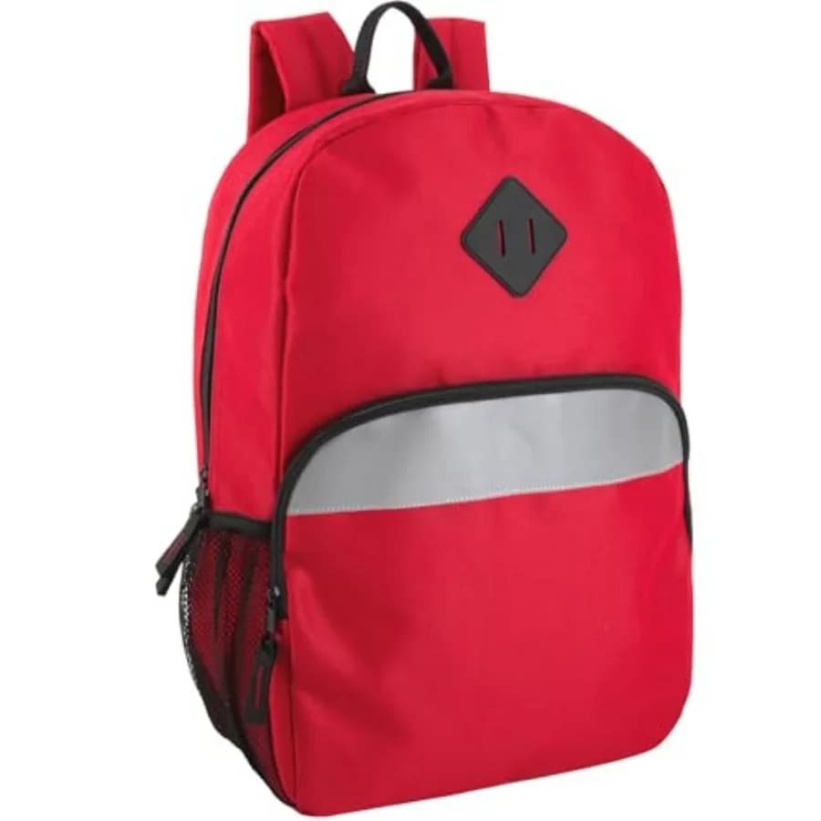 17" Backpack Reflective School Backpack with Padded Straps, Water Bottle Pockets for and Adults, School Travel Camp