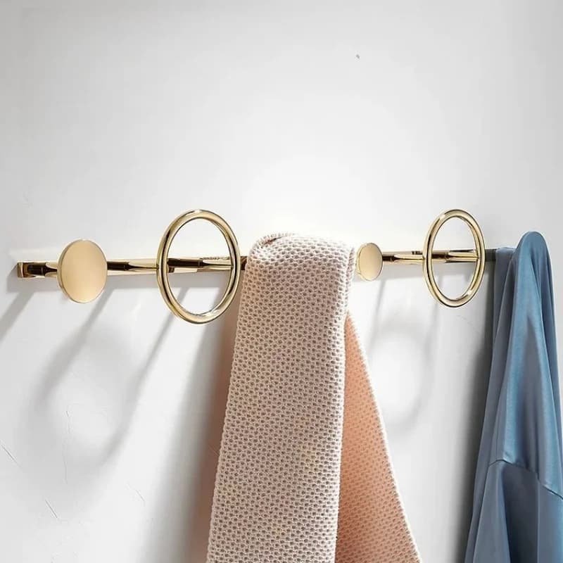 Bath robe hook with towel ring Hooks for bathrobe mounted on the wall Kitchen towel Hook Brass Black Key Hat Bag Hook for clothes