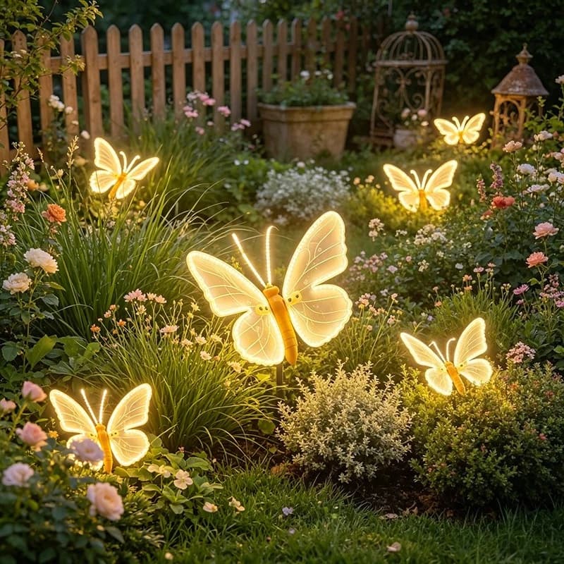 Luci LED a Forma di Farfalla Impermeabili, Lampade da Giardino con Movimento, Illuminazione Notturna per Matrimoni, Feste e Decorazioni Domestiche