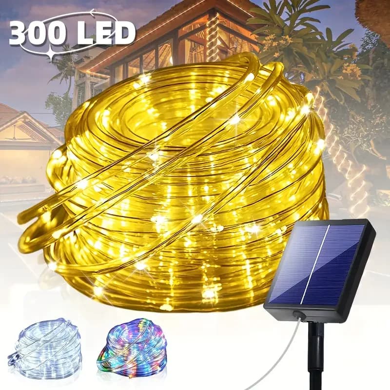 Striscia di corda solare a LED 8 modalità Luci da fata per giardino Natale Decorazioni di Halloween Luci da esterno impermeabili IP65