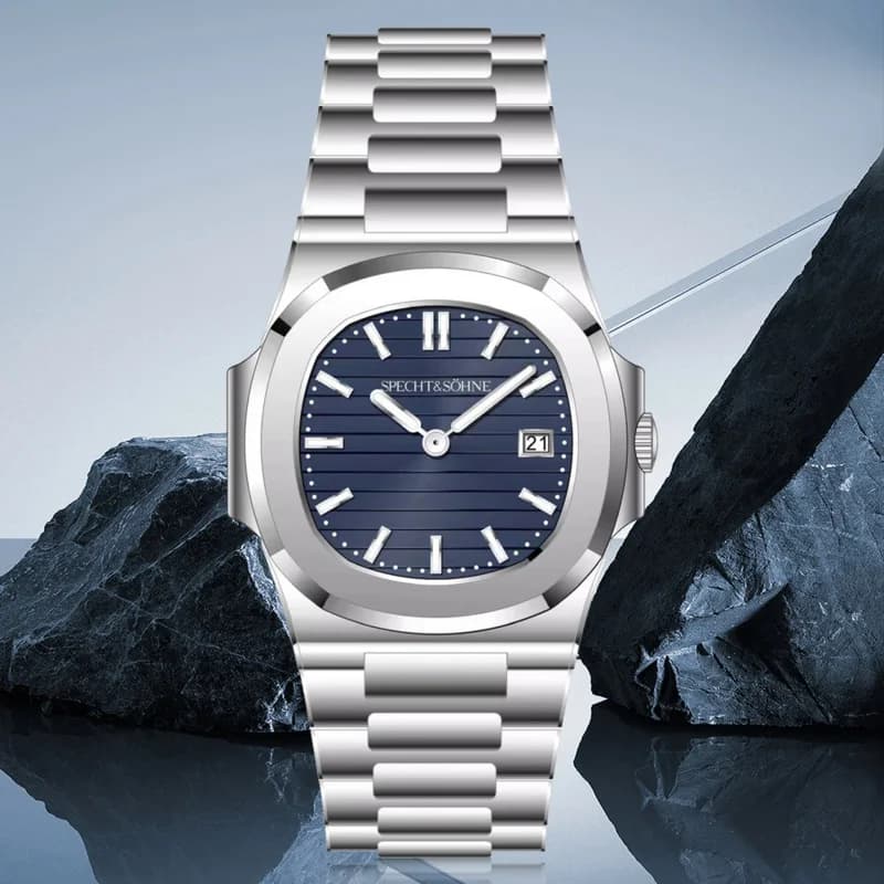 New Men's Quartz Wrist Watch 2024 Sapphire Glass Sports Watch Blue Super Thin 50M Waterproof Stainless Steel Watch for Men