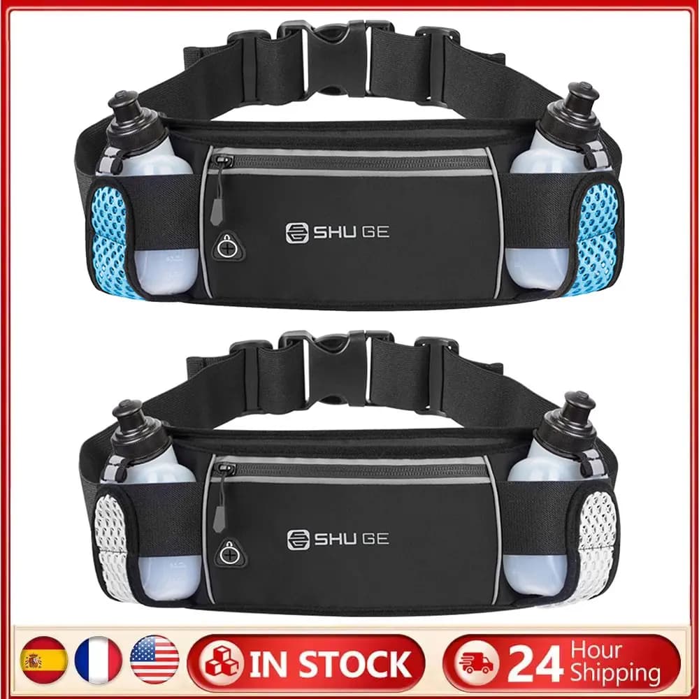 Marsupio con Portabottiglie e Cinturino Regolabile, Borsa da Ciclismo per Corsa, Escursionismo, Camminata, Marsupio Sportivo