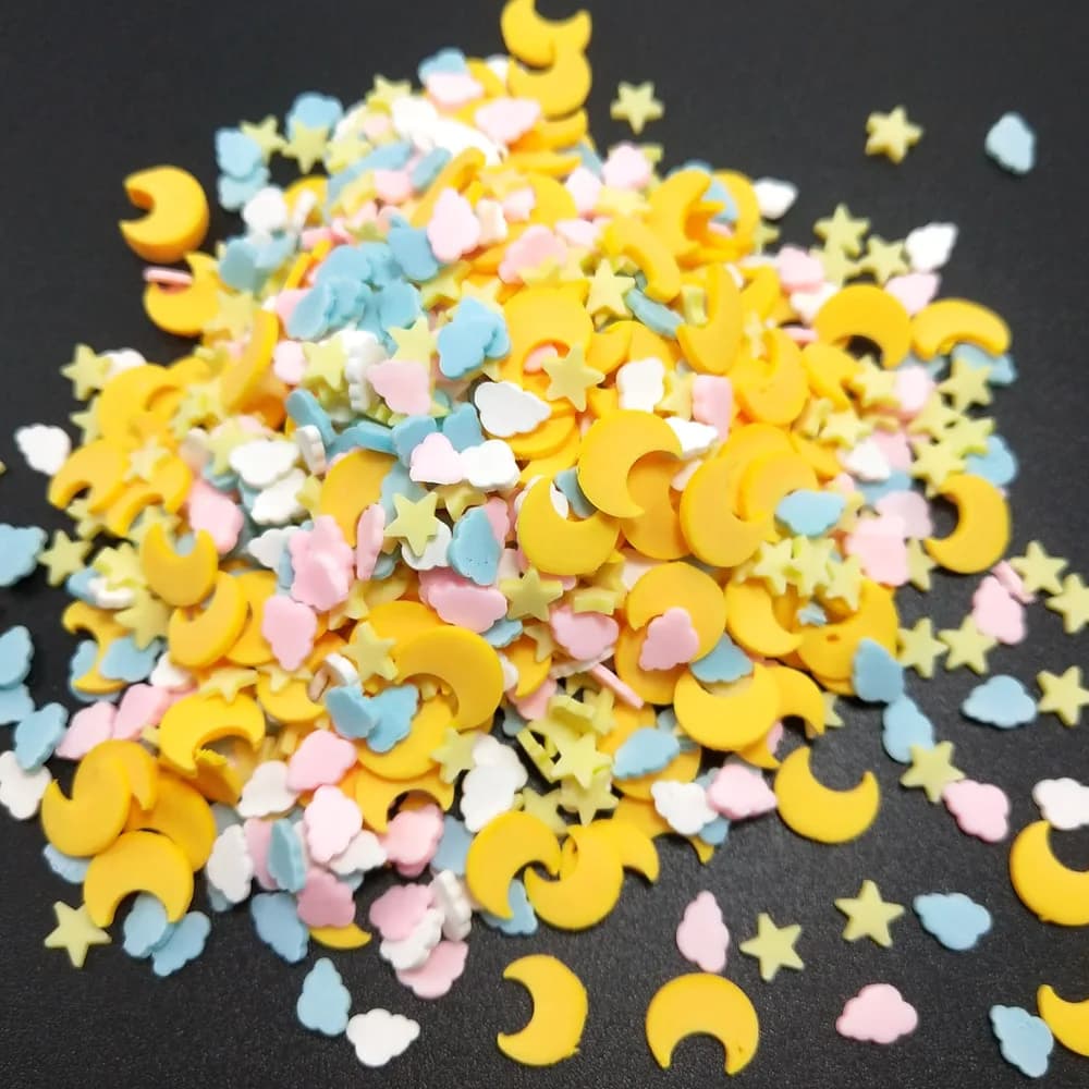 50g Stella gialla/Nuvole Argilla polimerica per artigianato fai da te Particelle di fango Klei in plastica Fette per riempitivo di melma/Accessori per nail art