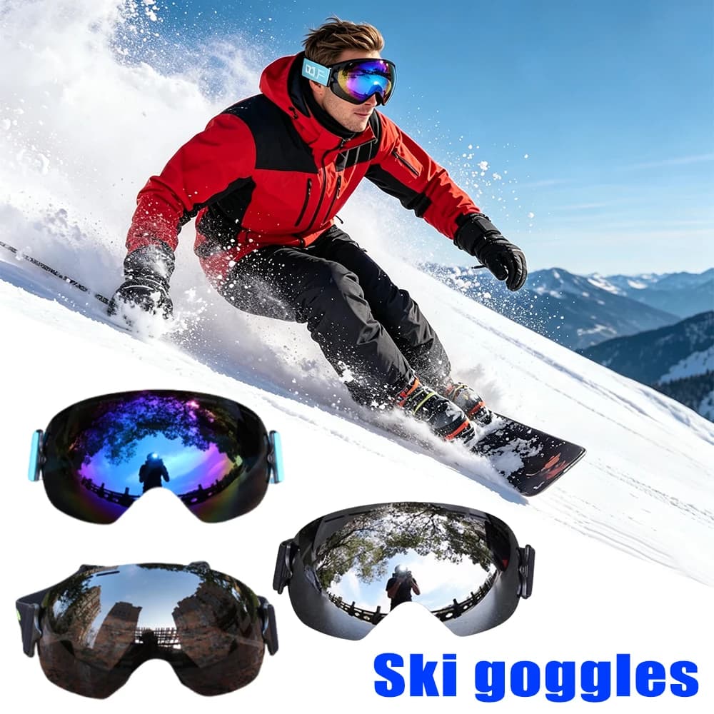 Large Frame Ski Goggles Over Glasses Single Layer Winter Snow Sports Professional Windproof Snowboard Goggles