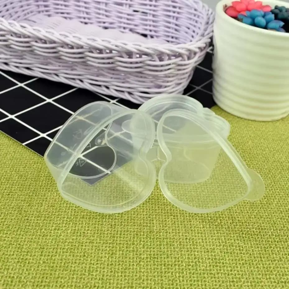 10Pcs Love Heart Shaped 45ml Clear Plastic PP Storage Box With Lids Sealed Container For DIY Slime Pudding Crafts Packaging