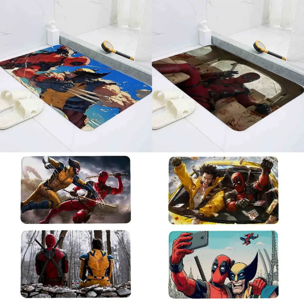 D-DeadpoolAnd W-WolverineIV Tappeto antiscivolo per bagno, tappetino per porta, tappetino decorativo per la casa, tappetino per porta d'ingresso, tappetino antigraffio