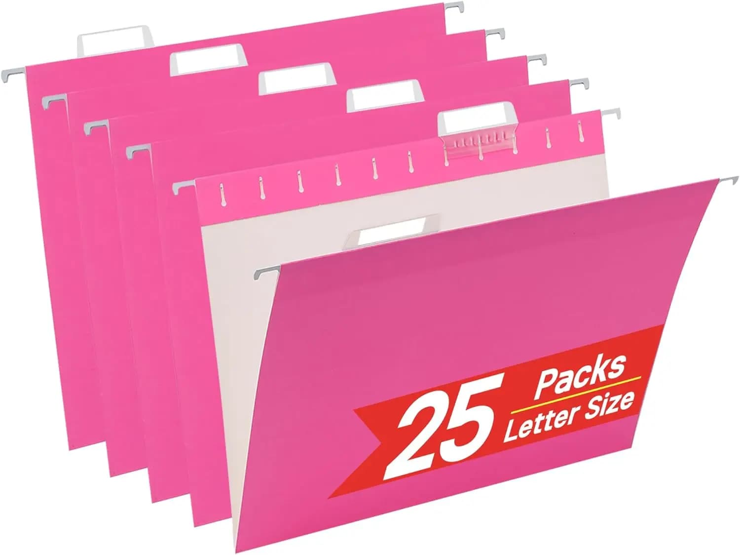 Cartelle portadocumenti rosa, confezione da 25 per archivio formato Letter, con linguette regolabili e scorrevoli con fluidità