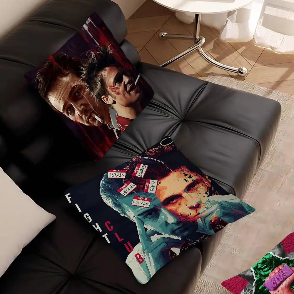 Fodere per cuscini decorativi per divano a tema film Underworld F-Fight Club, in peluche corto, stampa fronte-retro, simpatiche fodere per cuscini per la casa