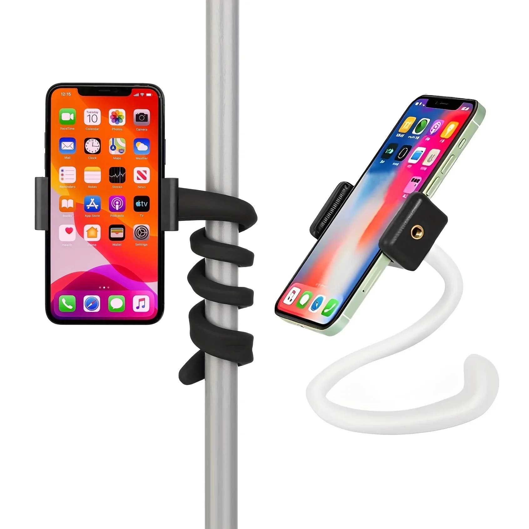 1 set flexible portable mobile phone holder for treadmill, fire bike, stroller, shopping cart, bed, car, kitchen, desk
