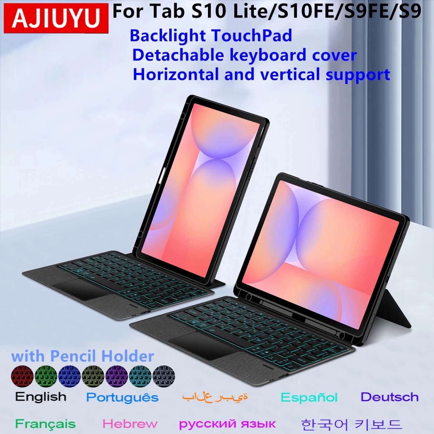 Custodia con tastiera magica staccabile per Samsung Galaxy Tab S10 Lite 10.9 SM-X400 X406B Tab S10 FE/S9FE S8 S7 con copertura portapenne