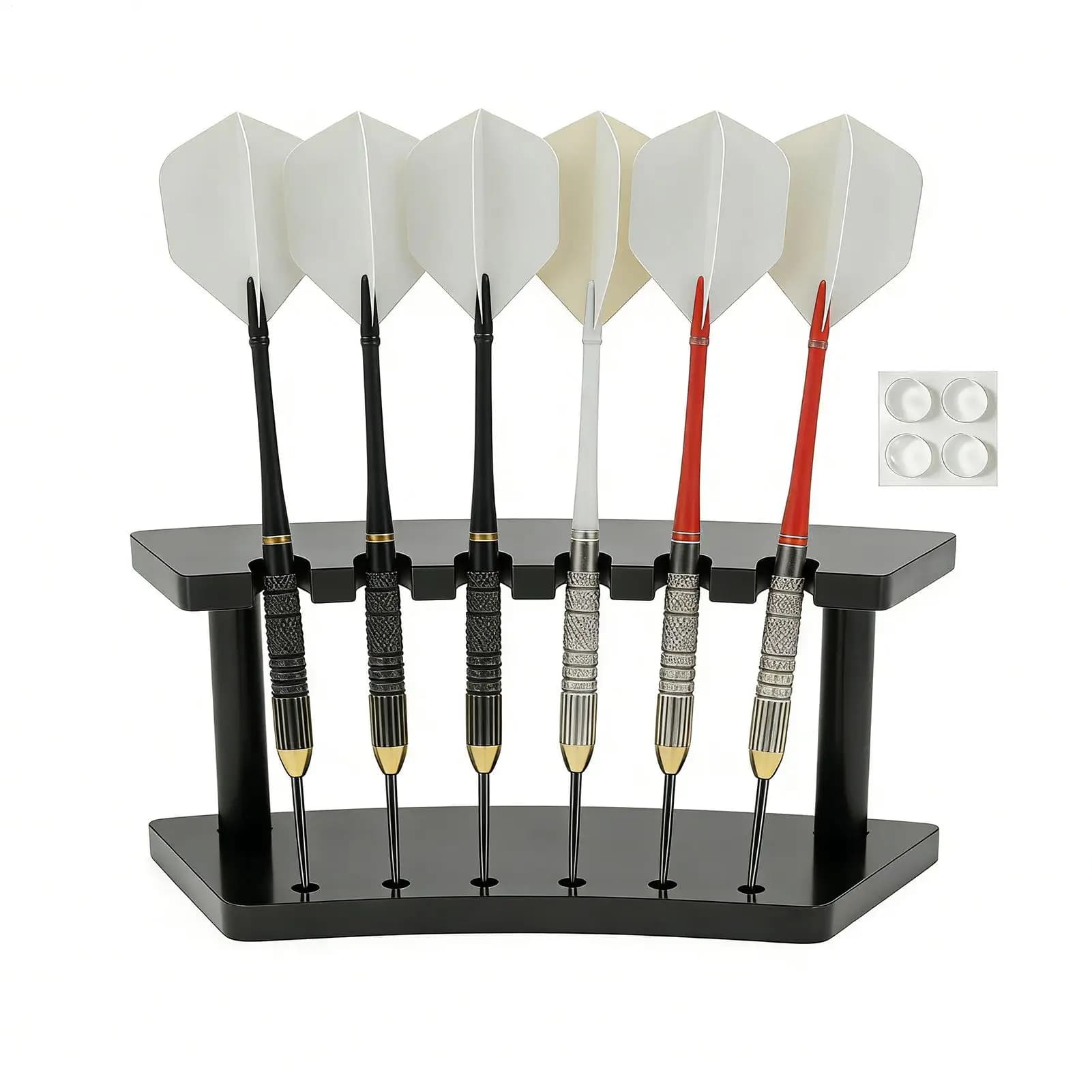 Accessori per freccette con punta morbida, porta freccette moderno portatile a 6 scomparti, antiscivolo, organizer da tavolo per casa, soggiorno, appartamento