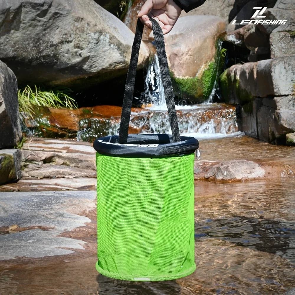 Cesto Galleggiante Pieghevole per Pesci con Rivestimento in Gomma, Design Pieghevole ad Asciugatura Rapida, Supporto per la Pesca, Materiale Durevole, Rete Subacquea