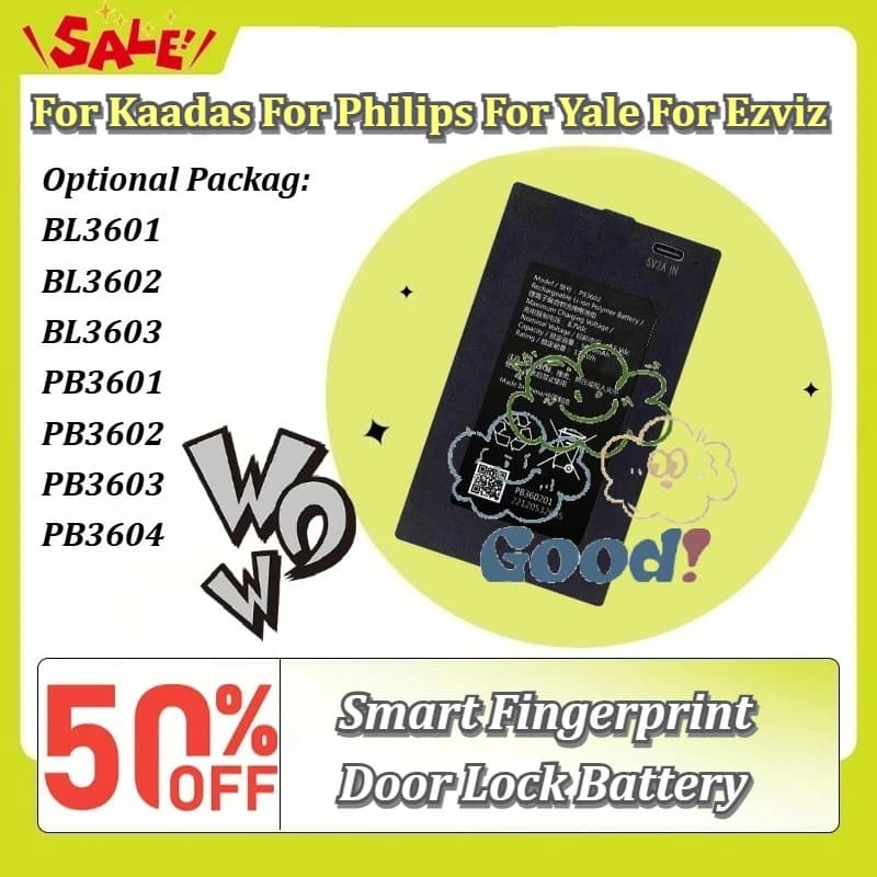 Rechargeable Li-Polymer Smart Fingerprint Door Lock Battery BL3601/3602/3603 PB3601/3602/3603/3604 for Kaadas Philips Yale Ezviz