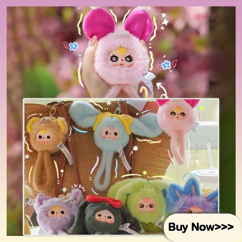 Babythree Plush Blind Box: Ciondolo a forma di bambola cartone animato, cordino da polso, decorazione squisita, regalo a sorpresa per telefono e accessorio per borsa