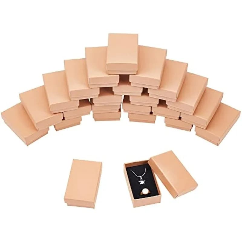 Confezione da 24 scatole regalo per gioielli in cartone kraft rettangolare da 3x2x1 pollici per collane, orecchini, anniversari, matrimoni, compleanni