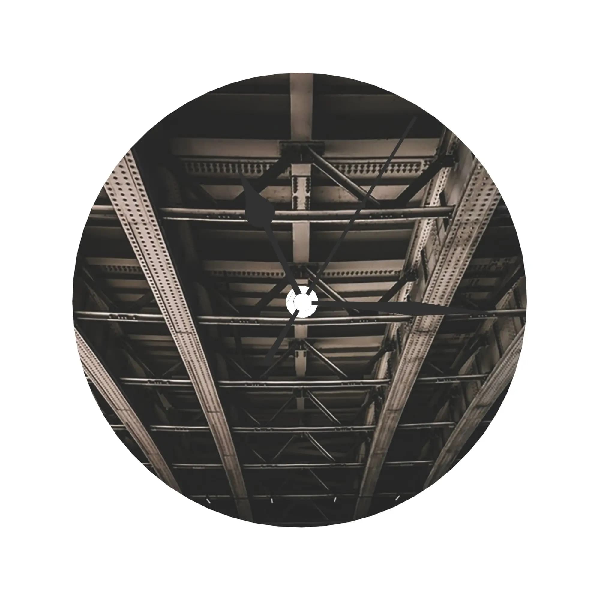 Symmetry Under Bridge Architectural Photography Wall Clock Room Decoration Quiet round watch for bedroom Living room Kitchen