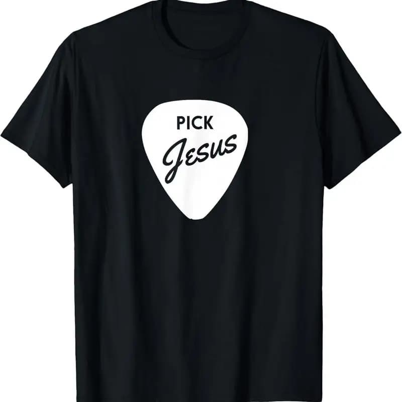 ChristianiTees: Guitar Pick Jesus T-Shirt Gift Unisex S-3XL