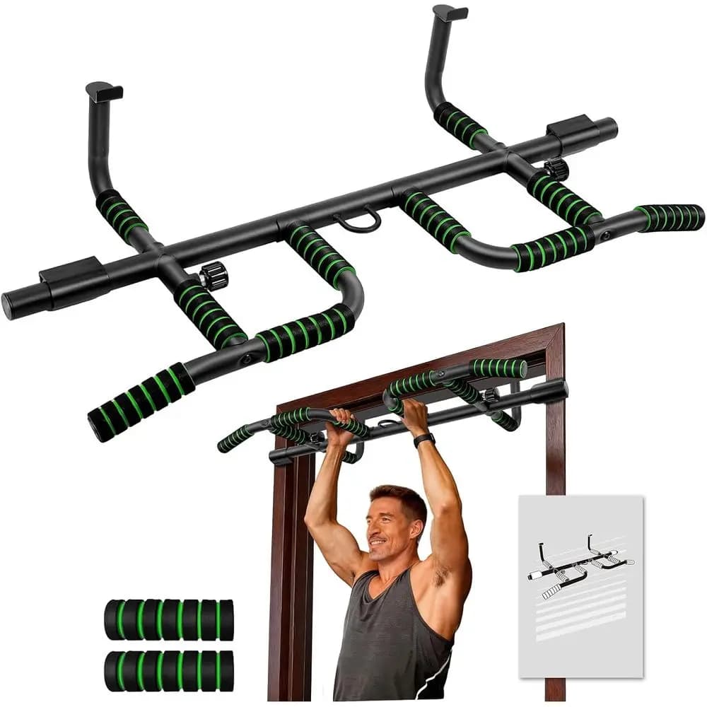 Barra per trazioni ergonomica migliorata per porte, supporta fino a 200 kg, senza viti, ideale per esercizi indoor e allenamento della forza