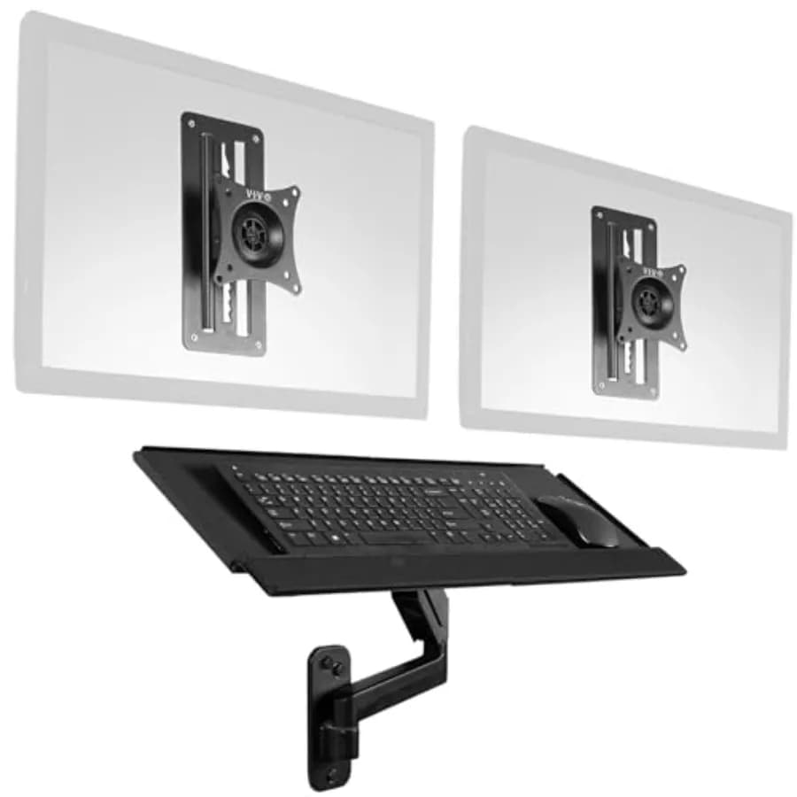 Supporto da parete pneumatico regolabile in altezza per monitor fino a 100x100mm VESA, in lega di alluminio nero, 1732 pollici