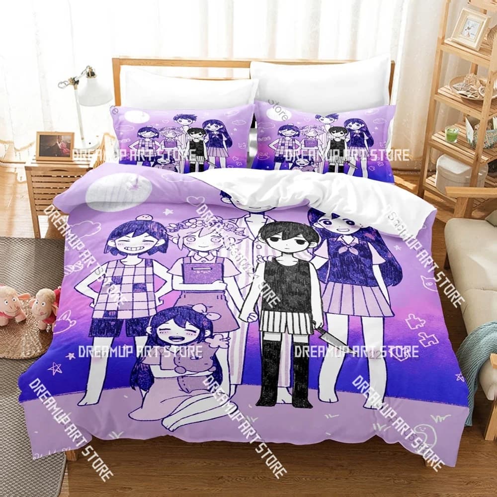 3D Printed Omori Game Bedding Set for Boys Girls Duvet Cover Pillowcase Twin Queen King Full Single Double Sizes