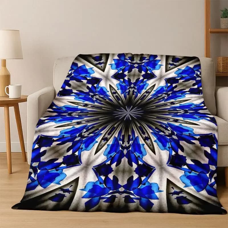 Bohemia Mandala Magic Flower Yoga Flannel Blanket Soft Warm Throw Blanket for Bedroom Living Room Bed Travel Camping Picnic Gift