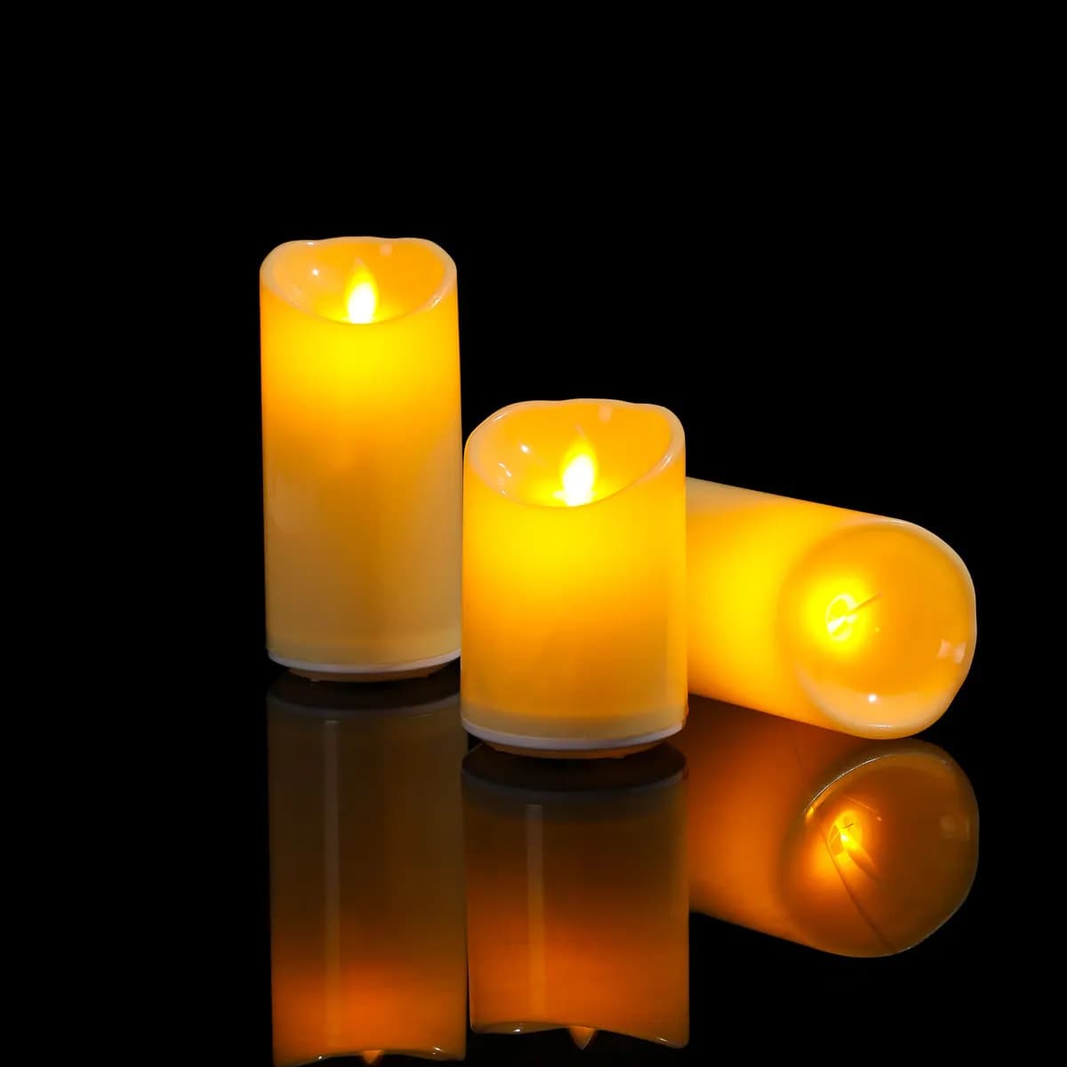 1 o 3 Pezzi Candele LED Decorative con Fiamma Oscillante, Ricaricabili USB con Telecomando, 10/12,5/15 cm, Candele Danzanti per Chiesa
