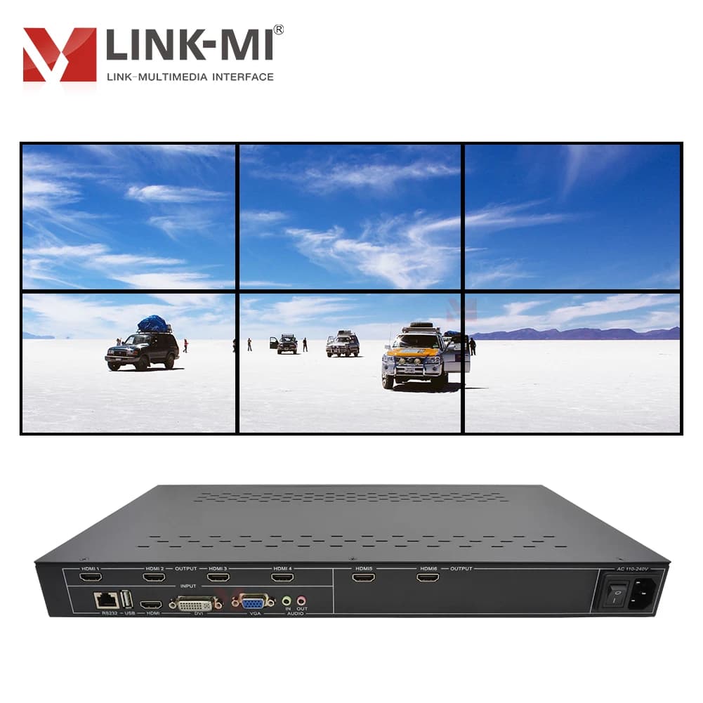 Controller Video Wall LINK-MI 2x3 con Funzione Zoom, Controller di Giunzione 2x3, 2x2, 1x6, 1x5, 1x4, 1x3, 1x2, Controllo Multiplo 1080P