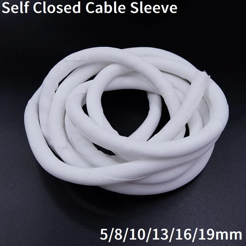 Organizer per manicotti per cavi 5mm- 19mm gestione dei cavi espandibile intrecciata in PET telaio a chiusura automatica protezione dell'involucro del filo del tubo diviso bianco