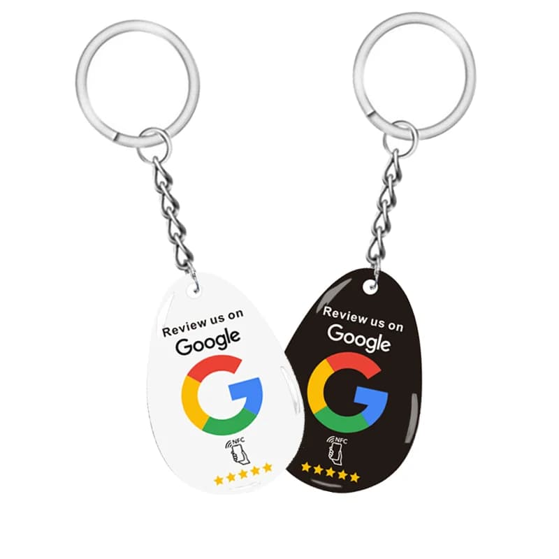 Portachiavi intelligente Scheda di revisione Google - Tocca intelligente per condividere le informazioni a contatto Portachiavi - Etichetta NFC impermeabile