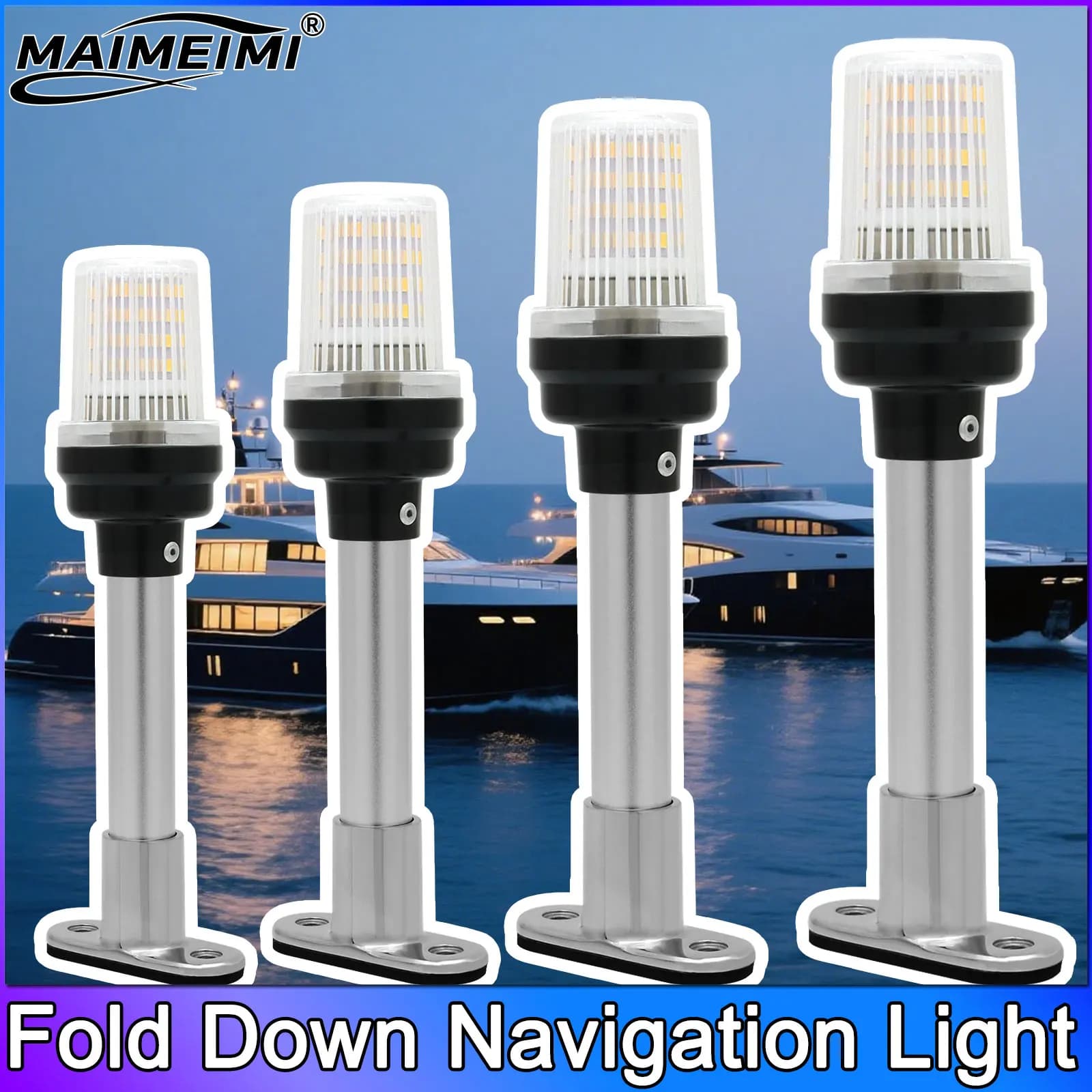 Luce di navigazione da 6 ~ 22 pollici per luce di ancoraggio per poppa per yacht Lampada di segnalazione per vela per barche marine Luci di posizione per barche in acciaio inossidabile