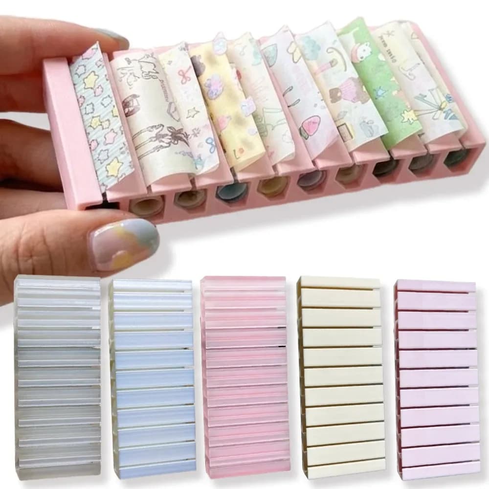 Porta Carta Transfer per Unghie a 10 Scomparti, Scatola Organizer Stampata in 3D per Adesivi in Lamina, Contenitore Portatile per Unghie, Espositore per Manicure