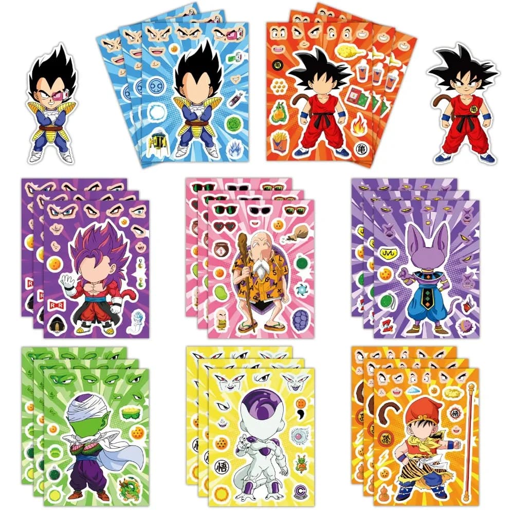 8/32 Fogli di Adesivi Anime Dragon Ball, Puzzle Cartoon, Decalcomanie Graffiti Fai-da-Te per Skateboard, Laptop, Moto, Giocattoli