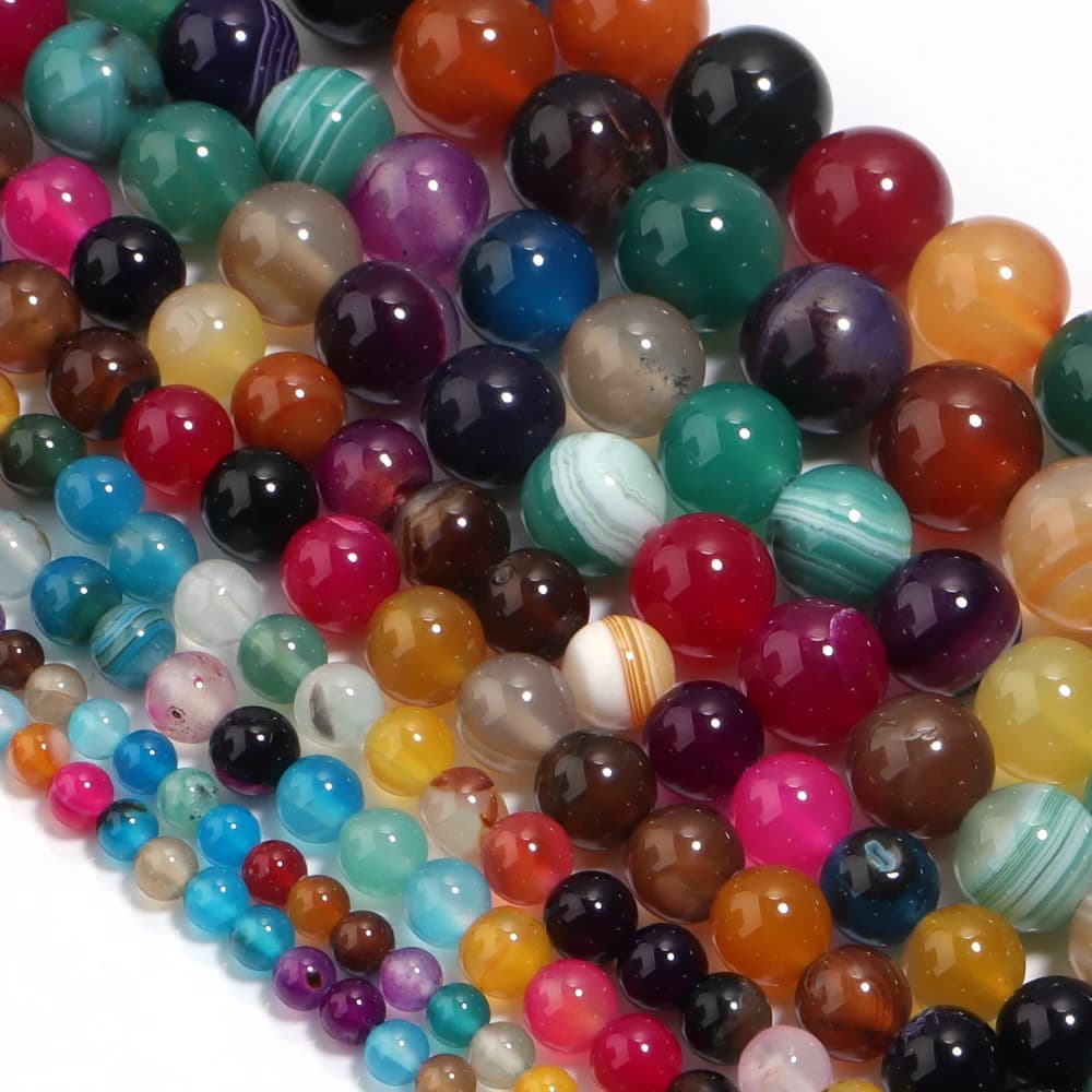 4 6 8 Perline di pietra naturale da 10mm Agate a righe multicolore Perline sciolte per gioielli che fanno braccialetti fai da te accessorio collana