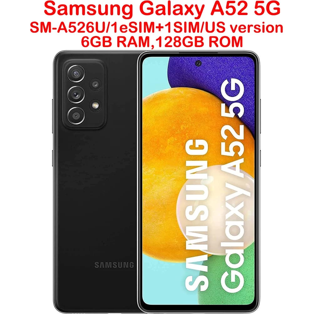 Samsung Galaxy A52 5G Smartphone Android da 6,5 Pollici, Snapdragon 8-core, 64M, NFC, 4500mAh, Versione USA Originale Sbloccata, 25W