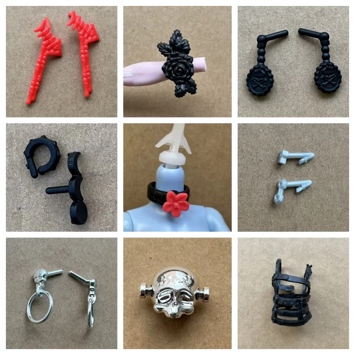 Orecchini, Vestiti, Collane, Cinture per Bambole Mostro - Accessori Colorati e Decorazioni Personalizzate Fai-da-Te per Bambole