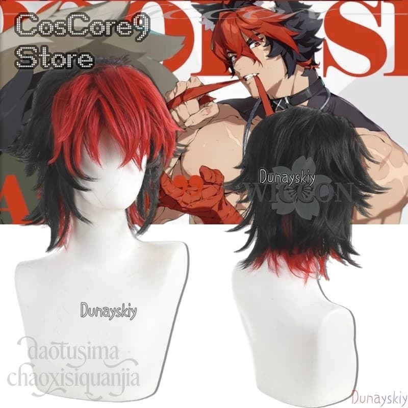 Gioco Zenless Zone Zero Cosplay Komano Manato Parrucche belle Anime Rosso Nero Pantaloncini Capelli Capelli sintetici Festa di Halloween Gioco di ruolo