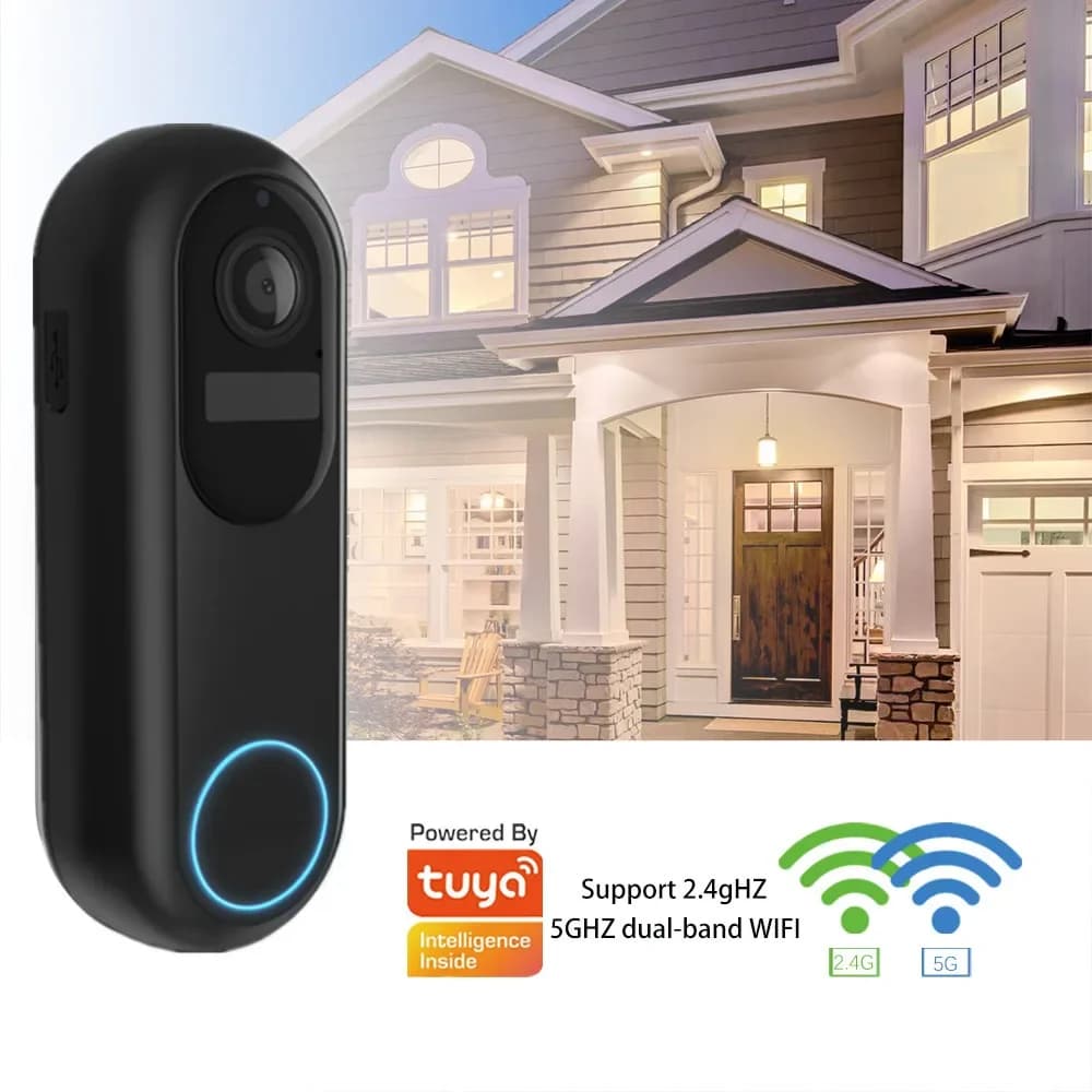 Tuya Video Campanello Impermeabile Esterno Porta Digitale Peepholes 1080P Telecamera Citofono Senza Fili Campanello per Porte a Bassa Potenza Wifi Smart Home