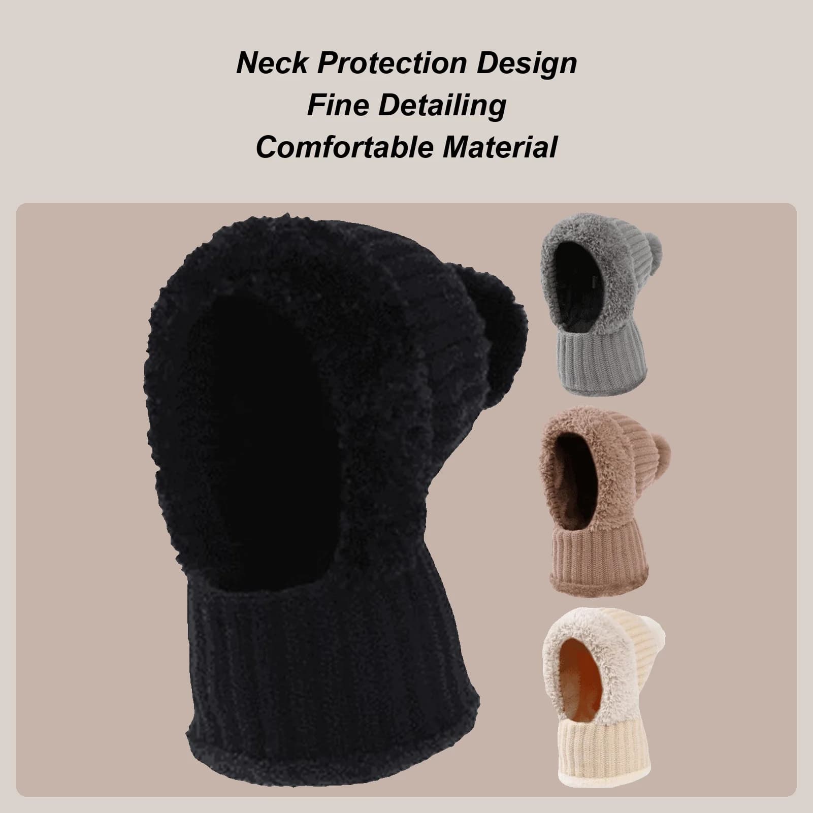 Berretto da donna Berretto antivento con ghetta per il collo Fodera in pile Cappello caldo lavorato a maglia con paraorecchie per escursioni autunnali in tempo freddo