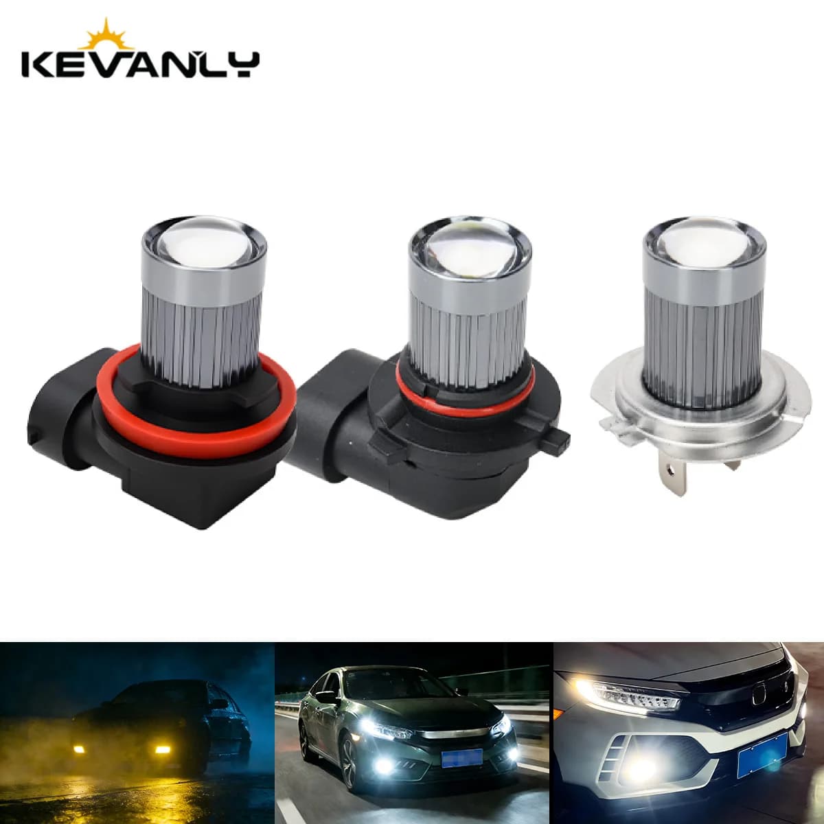 2PCS H11 Car Fog Lamp H7 LED 9005 9006 Projector Mini Lens 3000K Amber 6000K White Fog Light Bulb Super Bright LED DRL 12V