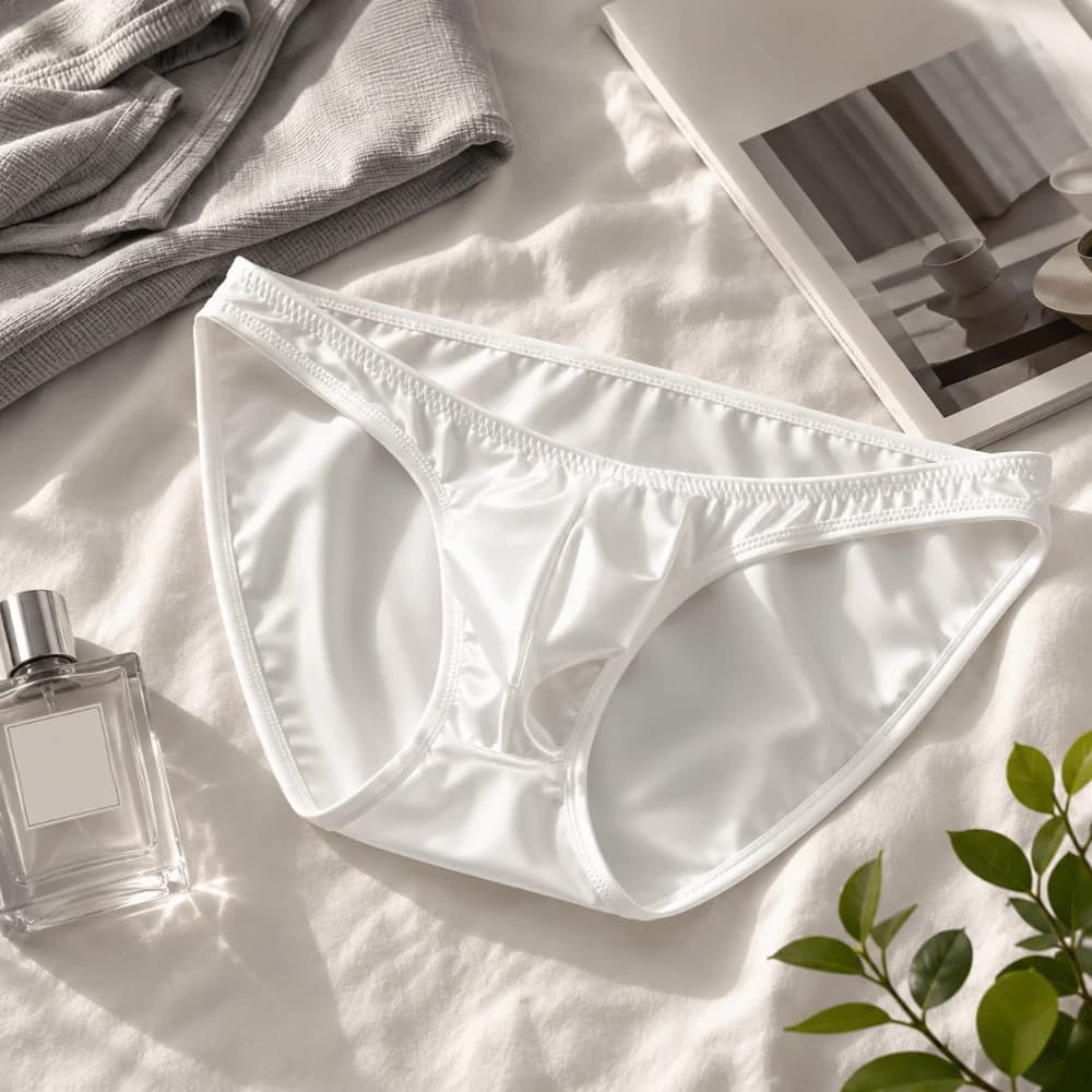 Low Waist Men's U-Pouch Underwear Seamless Breathable Satin Silk Briefs Lingerie Narrow Belt Ice Silk Panties Daily Wear