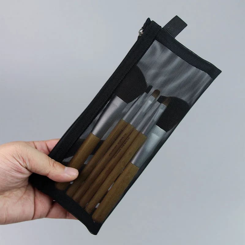 Borsa per pennelli per rossetto per trucco nero borsa per cosmetici con cerniera da viaggio borsa per cosmetici in rete di moda semplice per le donne